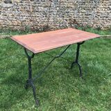 Vintage bistro table 4 people oak tray