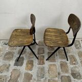 2 industrial style chairs in wood and metal