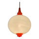 Space Age pendant lamp with milk glass ball and orange accents
