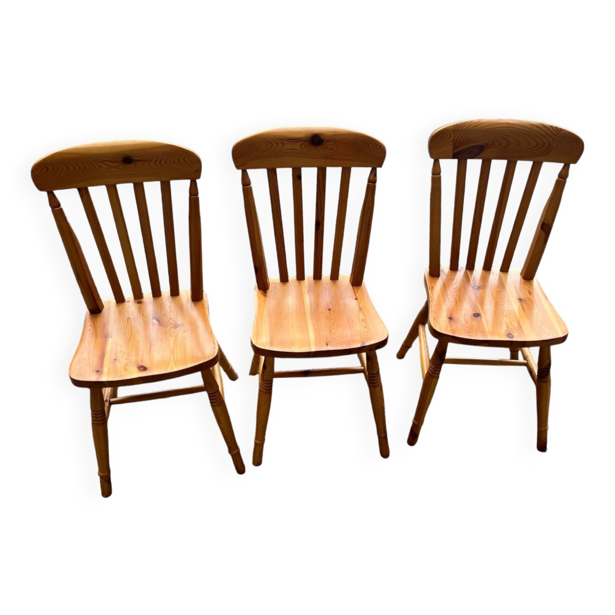 Set of 3 vintage chalet-style chairs.