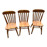 Set of 3 vintage chalet-style chairs.