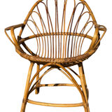 Set of 2 rattan armchairs from the 1960s, France.