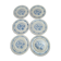 Set of 6 antique flat plates Rotterdam blue windmill design.