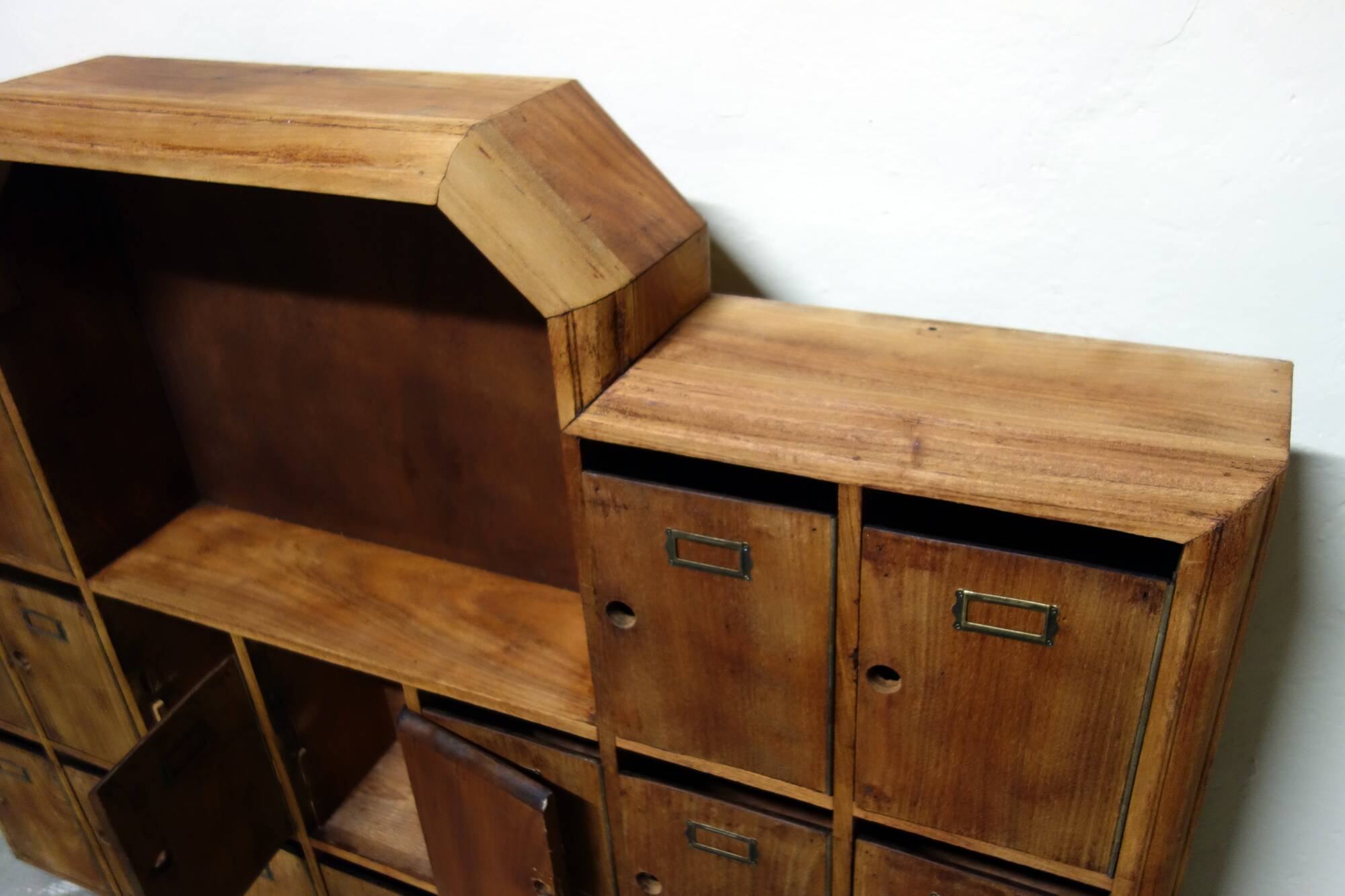 Large vintage wooden mailbox block