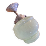 Art Deco hanging globe, Clichy glass, pale green, early 20th century.