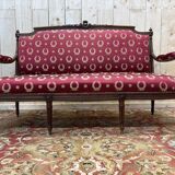 Banquette de style Louis XVI tissu bordeaux