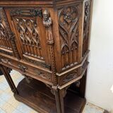Pair of Gothic style cabinets in dark oak from the 19th century.