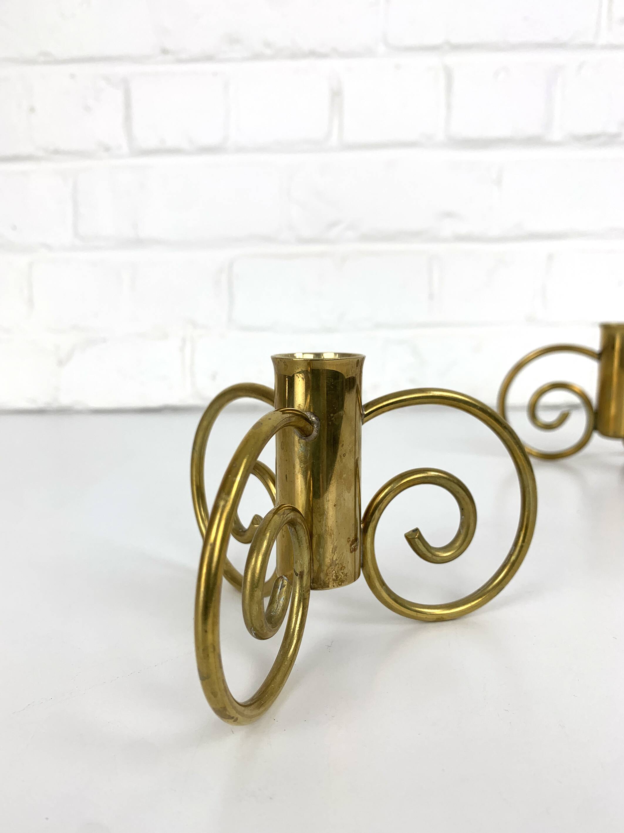 Pair of brass candlesticks, Lars Holmström for Svenskt Tenn, Sweden, 1950