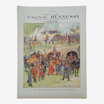 Publicité papier Cognac Hennessy, illustration champs de bataille revue année 1937
