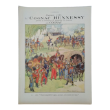 Paper advertisement Cognac Hennessy illustration battlefields reviewed year 1937