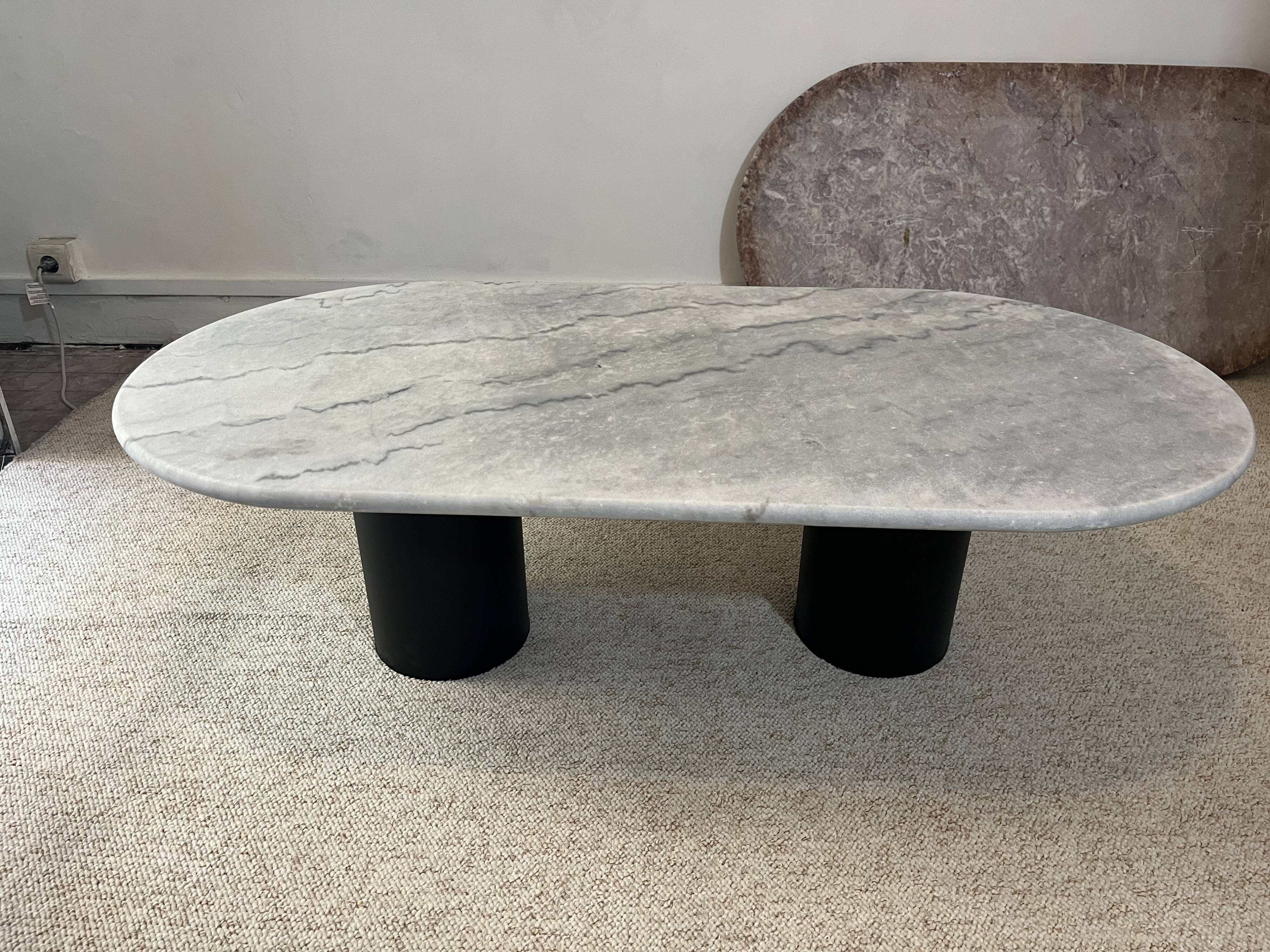 Coffee table marble gray steel foot