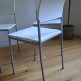 Set of 4 vintage metal and wood chairs from the 1990s.