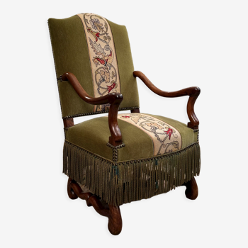 Fauteuil en noyer d'epoque Louis XIII XVIIeme siecle