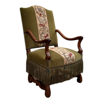 Fauteuil en noyer d'epoque Louis XIII XVIIeme siecle