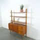 Meuble mural scandinave en teck avec étagères, tiroir et bureau