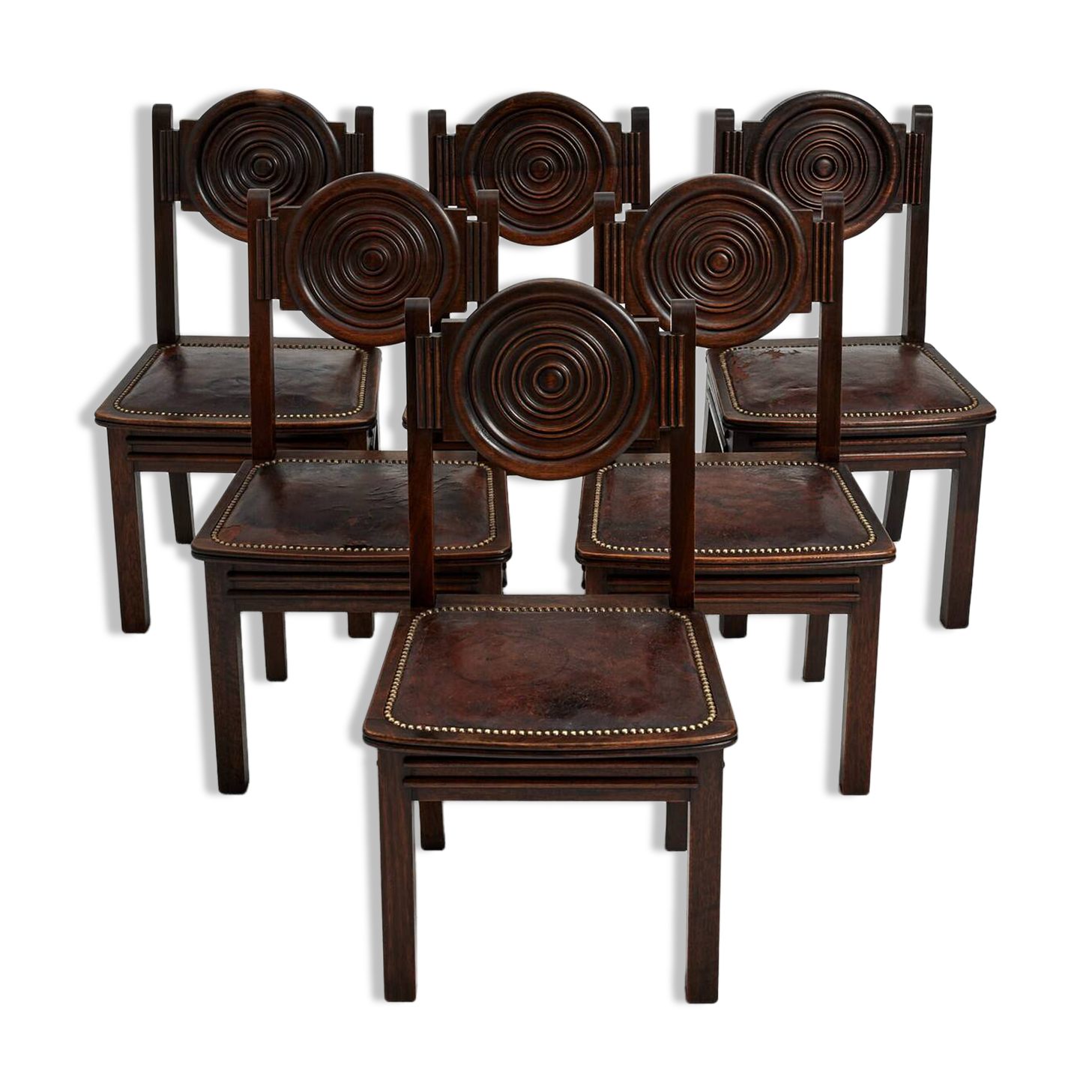 Ensemble de six chaises de salle à manger, acajou, France, années 1930 - Etienne Kohlmann