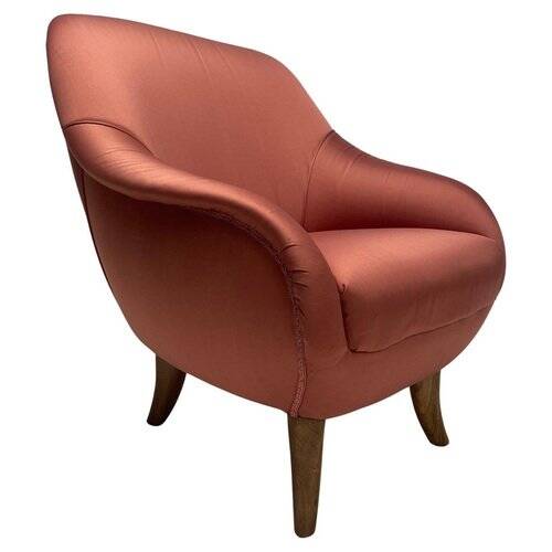 Mid-Century Armchair in Pink Satin in the style fo Gio Ponti, Italy, 1950s
