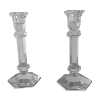2 crystal candle holders