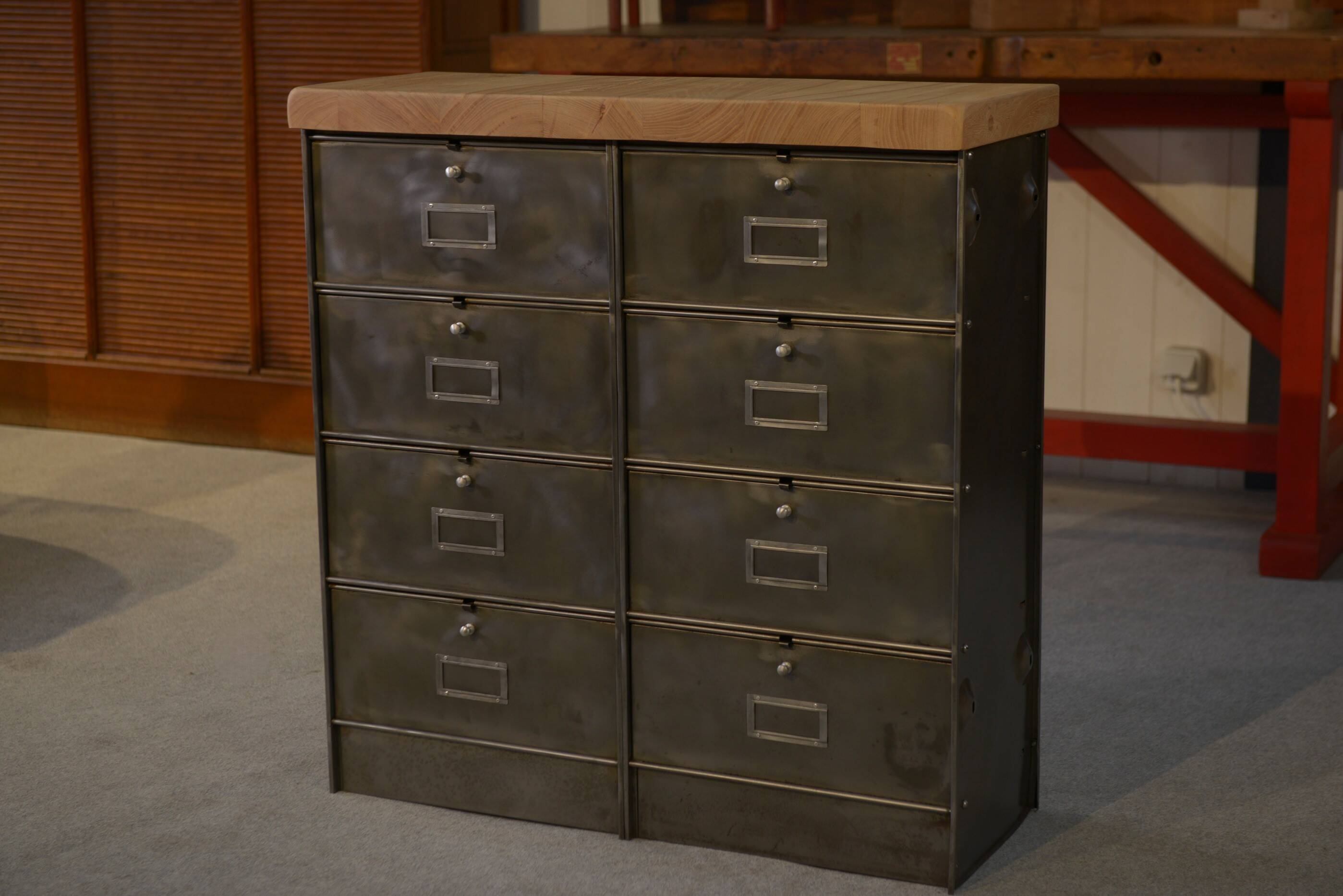 Ronéo 2-column, 8-flap cabinet, French work, circa 1950