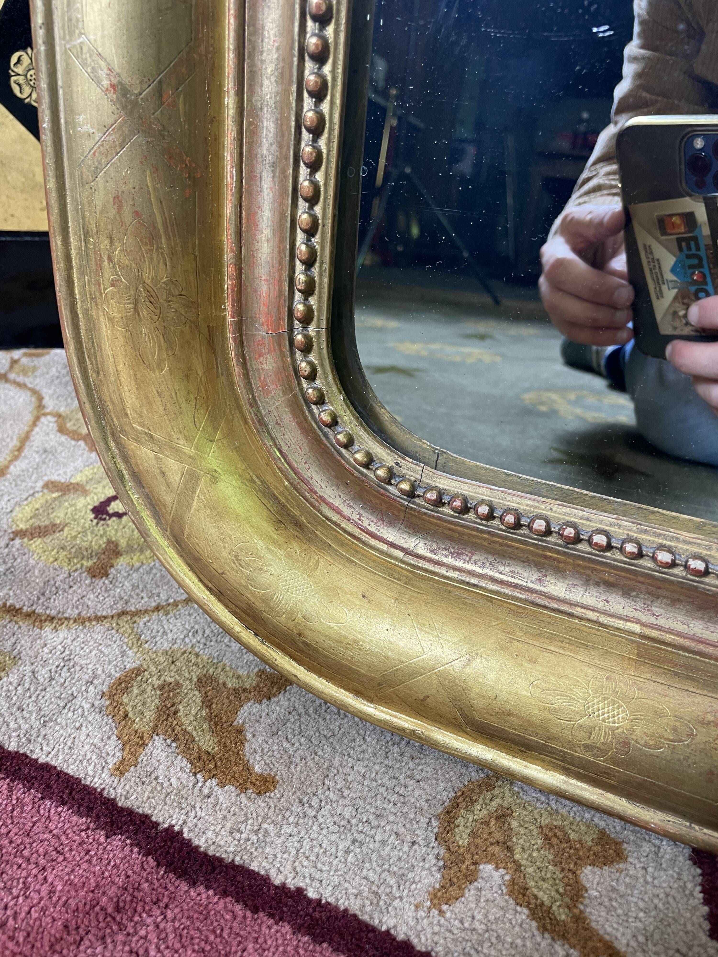 Louis Philippe era mirror with gold leaf  82x101cm