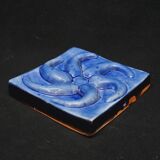 Blue Glazed Ceramic Plate Relief Decor Trivet