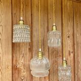 Vintage structured glass globe pendant light drops