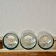 Set of 3 old blown glass pots and cork stoppers