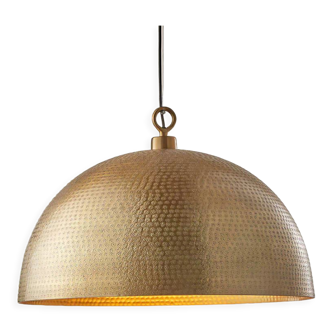 Moroccan Pendant Lamp, Antique Brass Dome-Hammered Brass Pendant Lamp