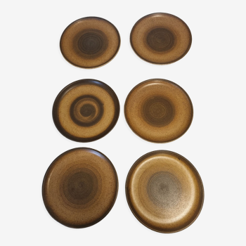 6 flat plates in Longchamp stoneware
