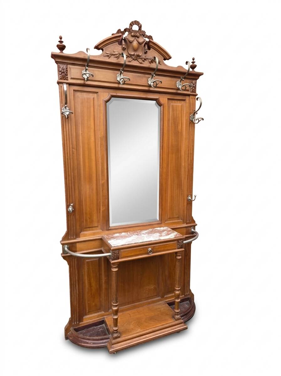 Vestiaire porte manteau en noyer fin XIXe