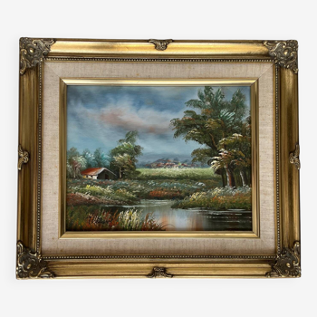 Painting: oil on canvas representing a landscape