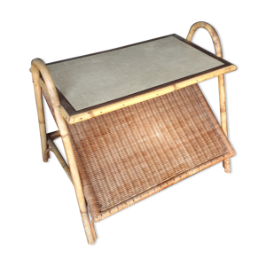 Table basse en rotin ancienne vintage