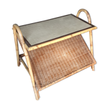 Table basse en rotin ancienne vintage XXeme