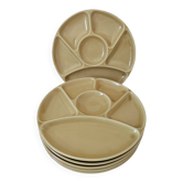 6 compartmentalized plates Gien France – butter yellow shade