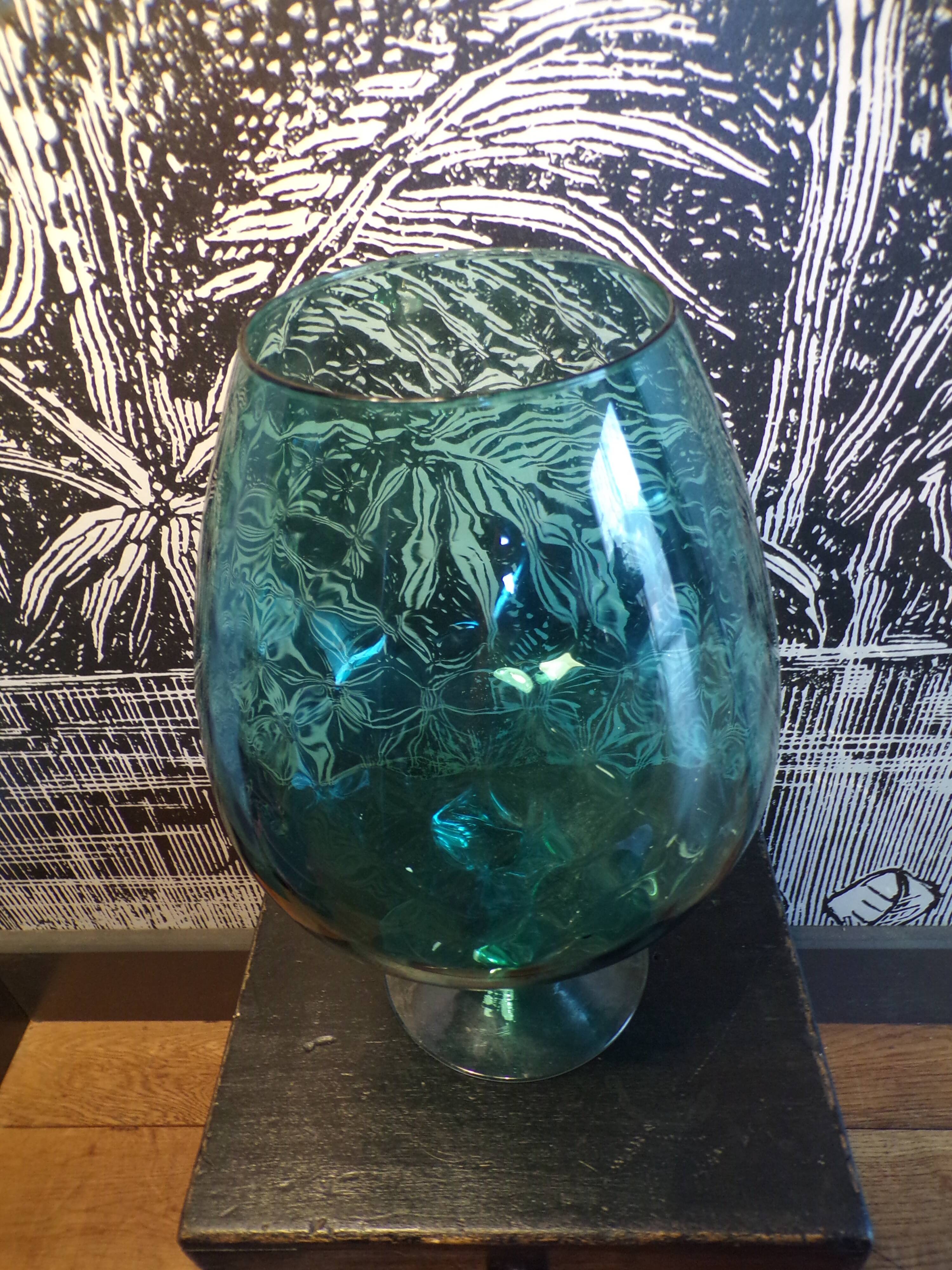 Blue empolied vase h=33cm