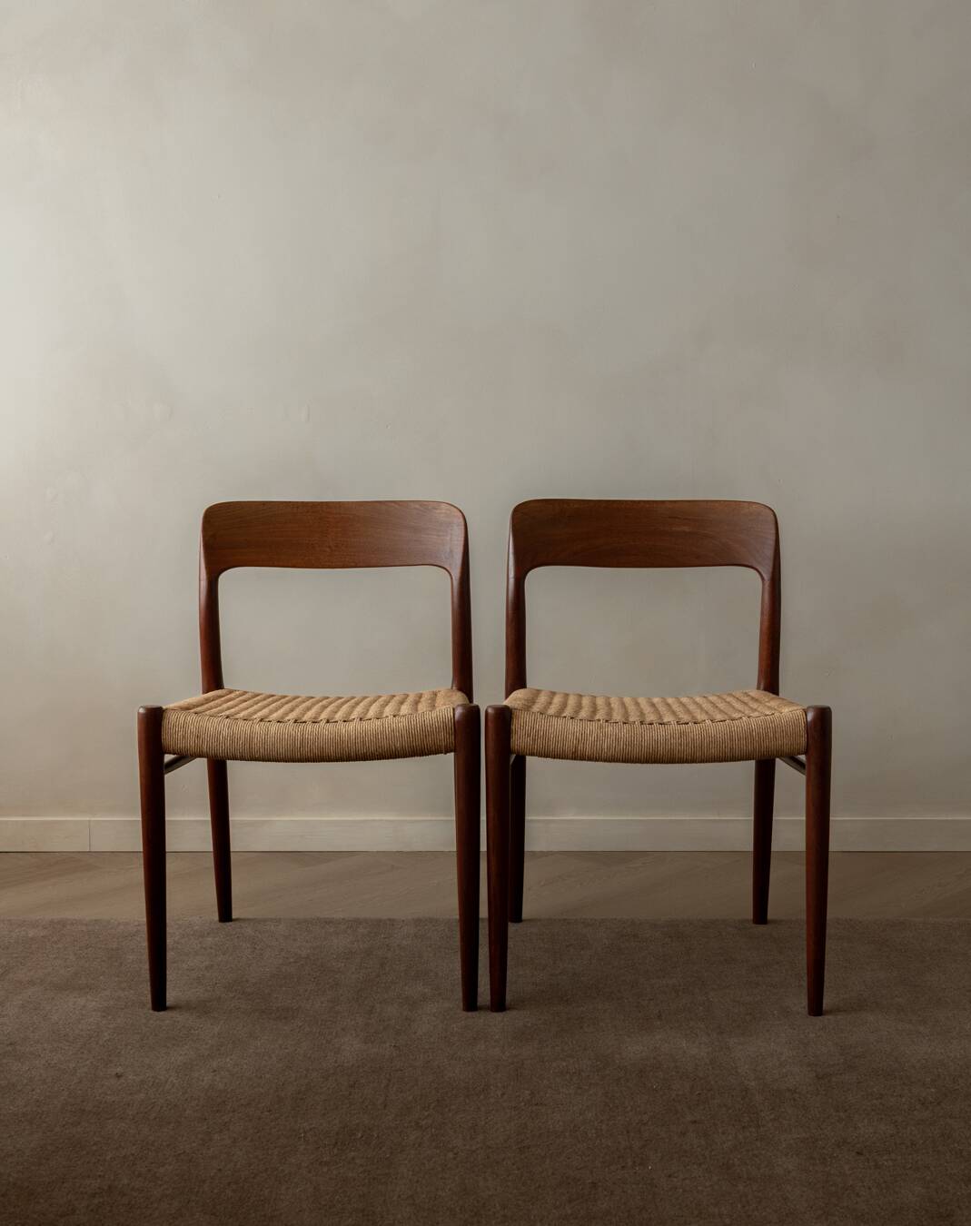 Vintage Danish Teak Dining Chairs Model 75 Niels O. Møller 1950s Set of 4