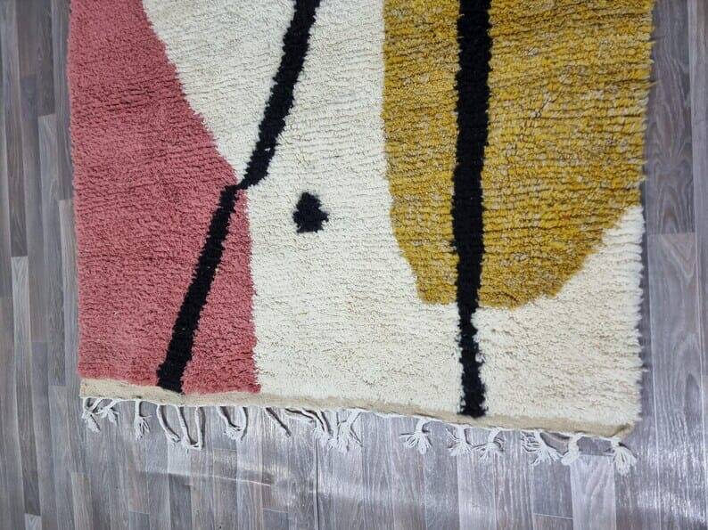 Handmade traditional Beni Ouarain rug, colourful, 150/250 cm.