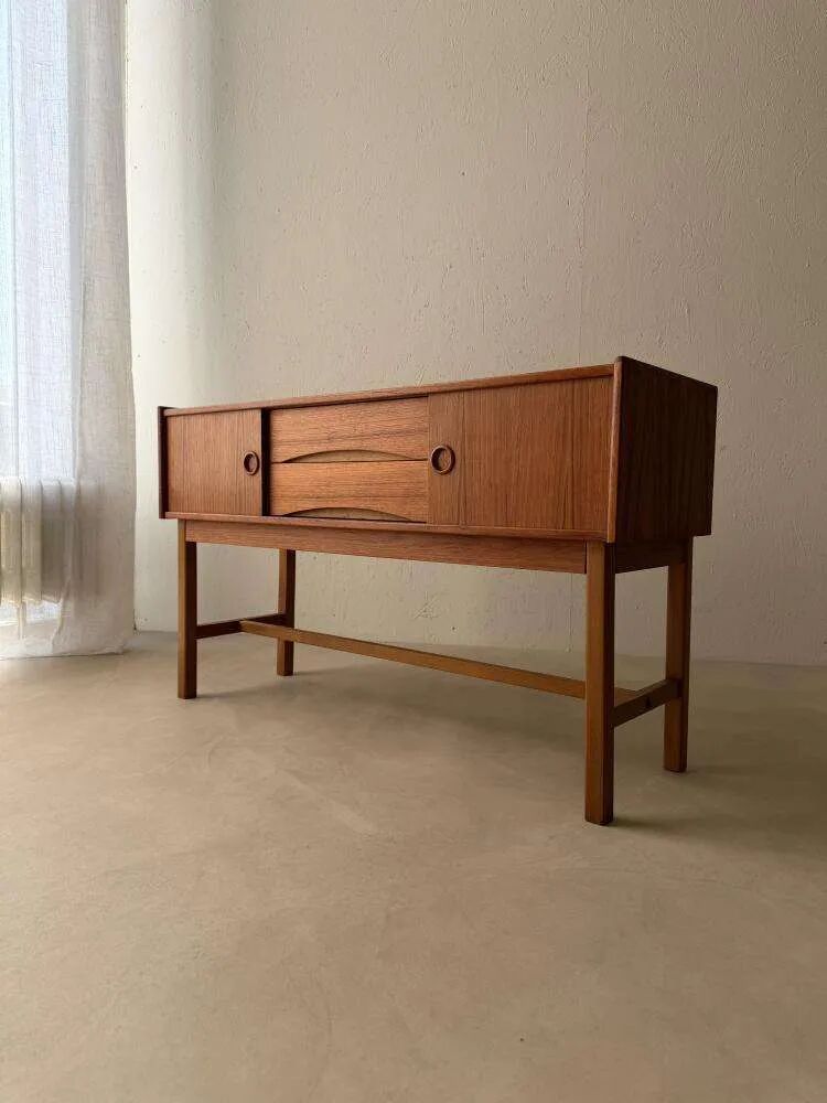 Scandinavian teak sideboard 1960s compact Danish design cabinet