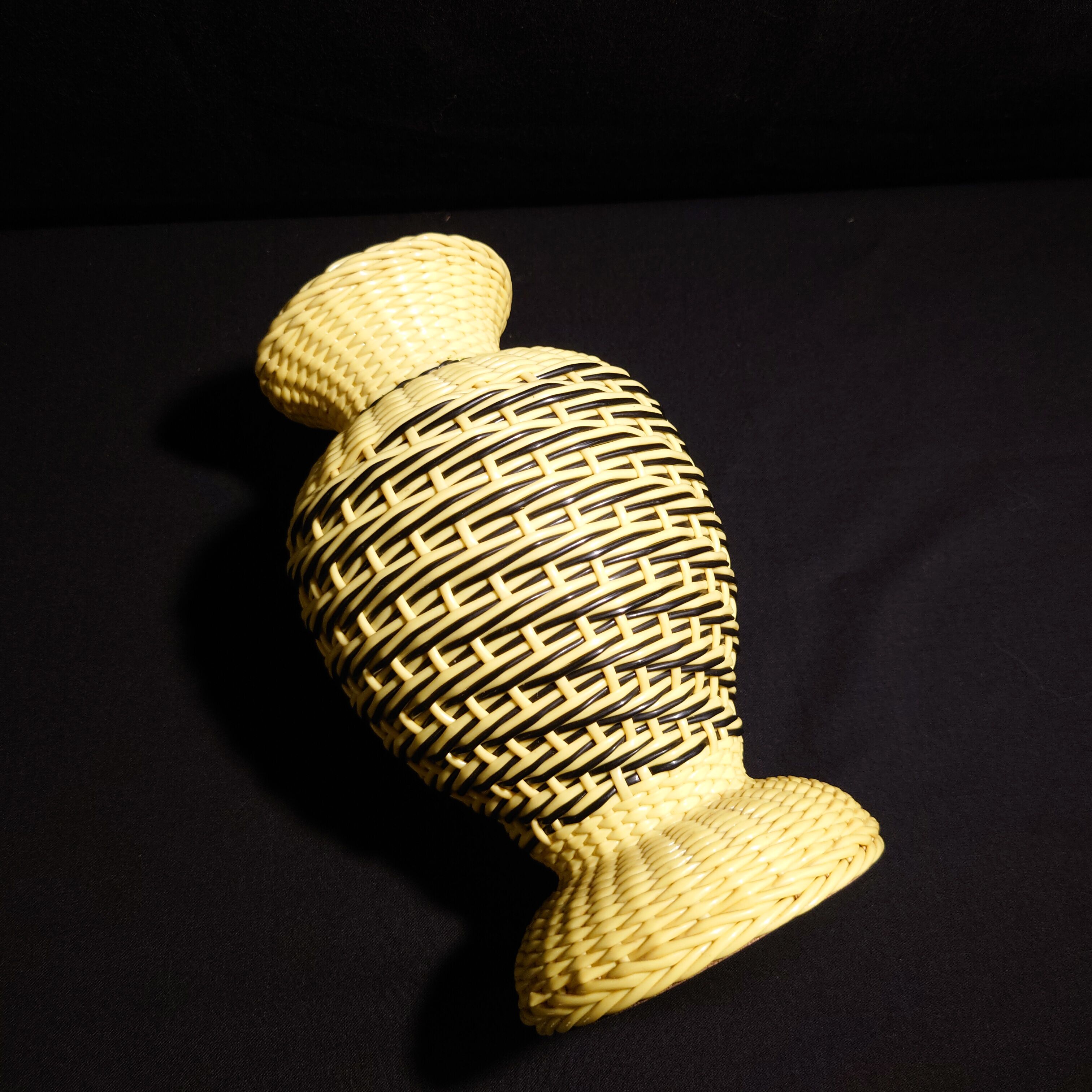 Yellow and black scoubidou vase