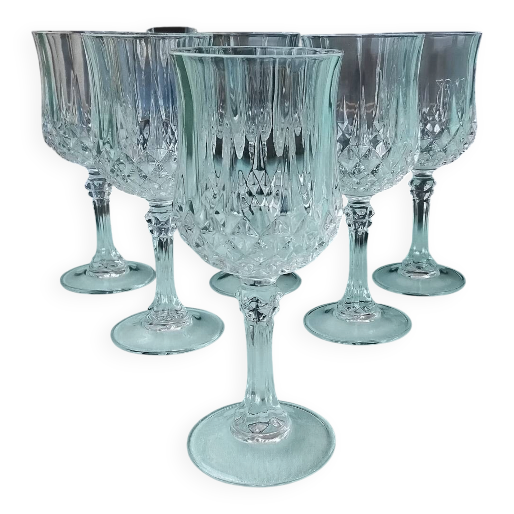 6 crystal stem glasses