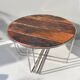 Rustic refurbished wood metal base industrial round coffee