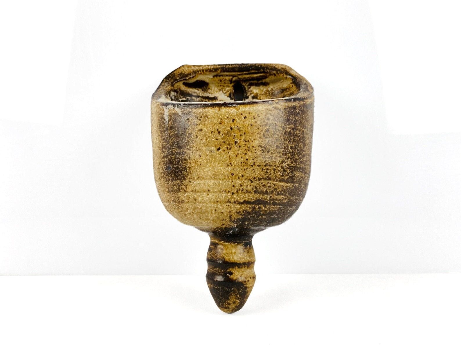 Vintage brown ceramic hanging planter