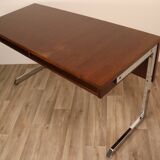 Vintage teak and chrome metal desk circa 1970
