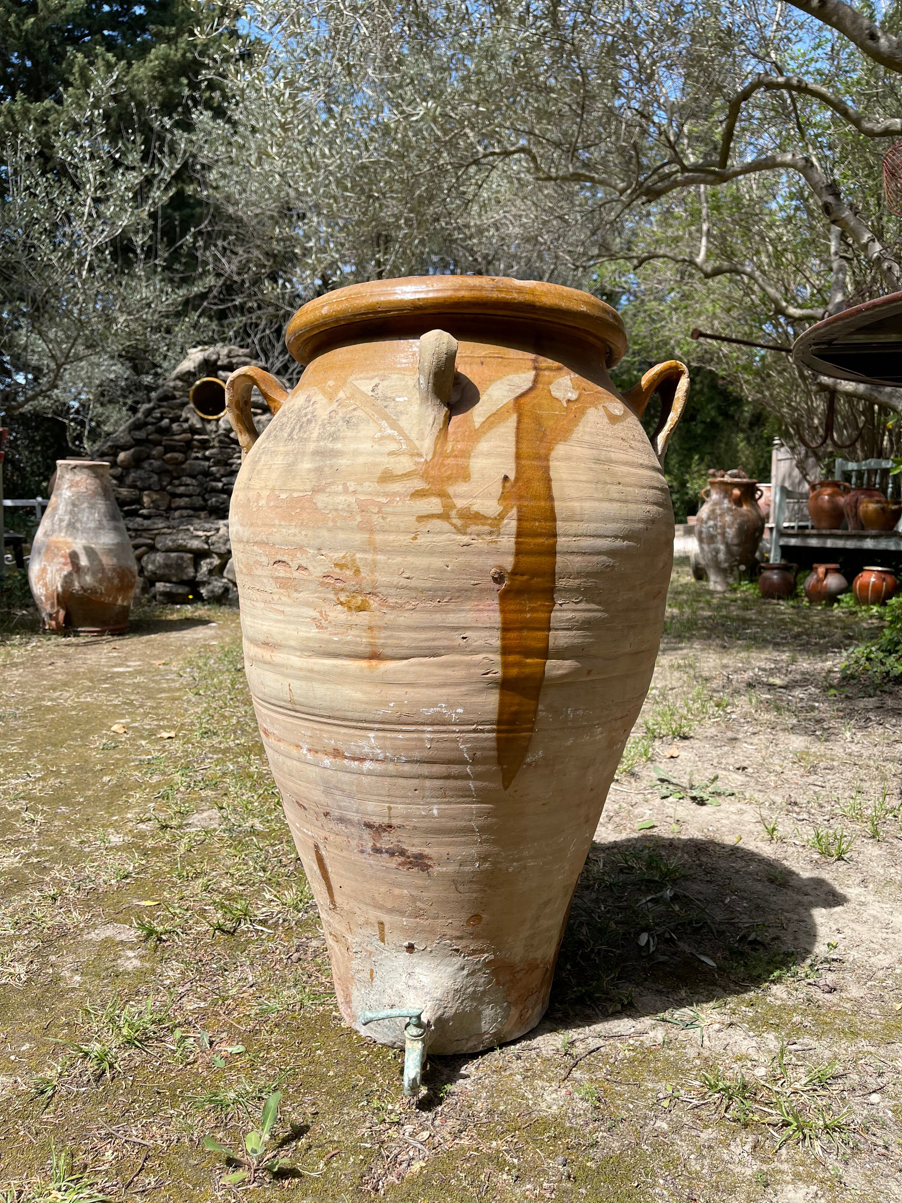 Ancient terracotta pottery jar