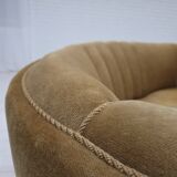 1960s, 3-seater Danish "Banan" sofa, original olive/green furniture velour.