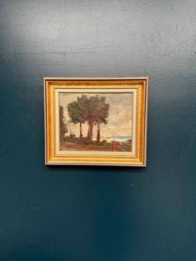Original Swedish Oil on Panel – “Trees” by Cz – Signed – Vintage & Framed –