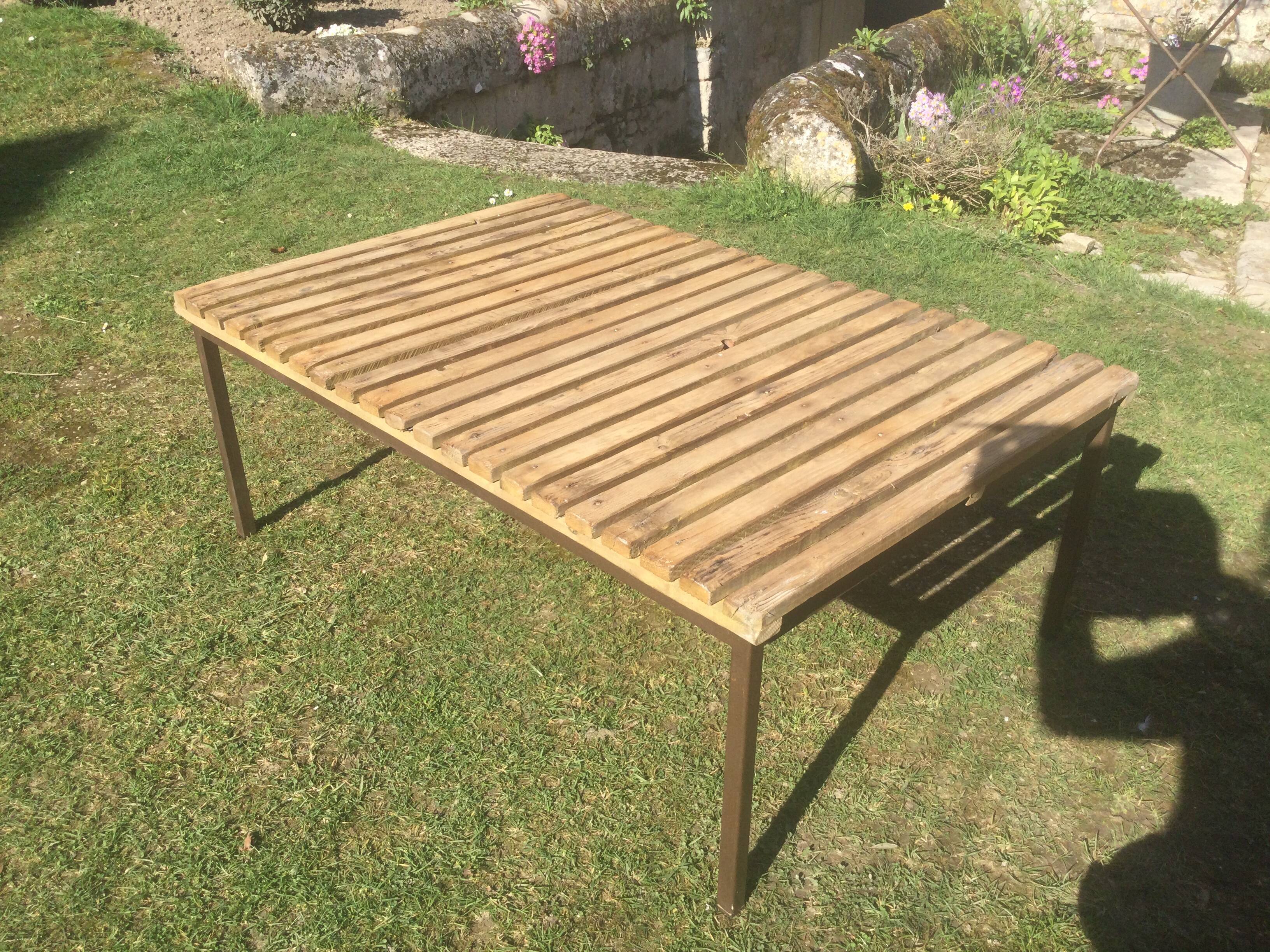 Wood and iron coffee table