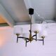 Maison Arlus, Mid-century chandelier, brass and opaline, France 1950