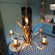 5-light gold-plated iron wheat sheaf chandelier