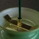 Old semi-round opaline pendant light in green glass - large model - circa 1950